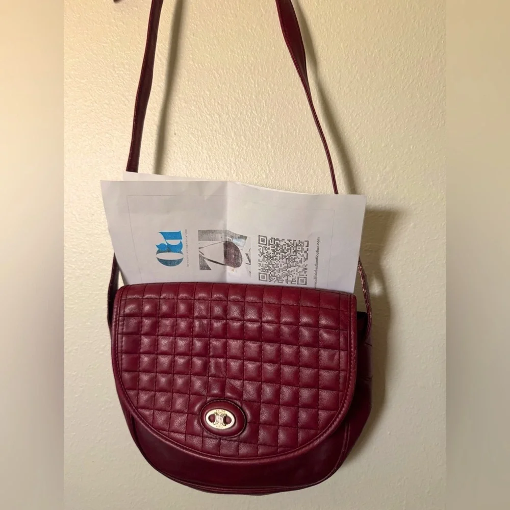 Celine vintage Red Quilted Leather Bag with COA - Picture 3 of 17